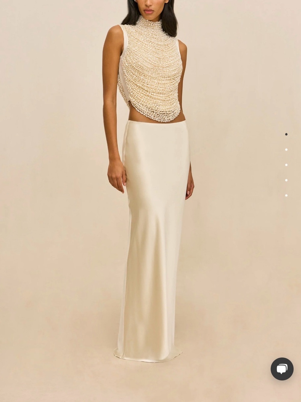 Title: Cult Gaia Chantel Off White Hammered Satin Maxi Skirt | Size M